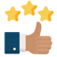 Only the Best- Thumbs up icon with three gold star emerging from it
