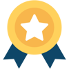 best warranties icon of a badge with a star in the middle