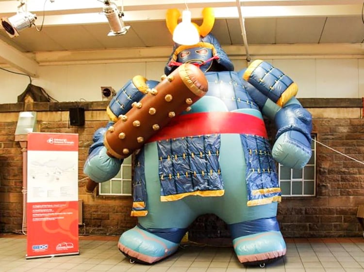 Inflatable samurai character with unique colors and design