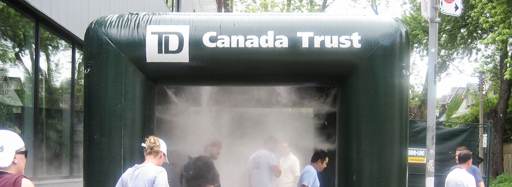 Green 10x10 Canada trust, Toronto Dominion inflatable misting tent