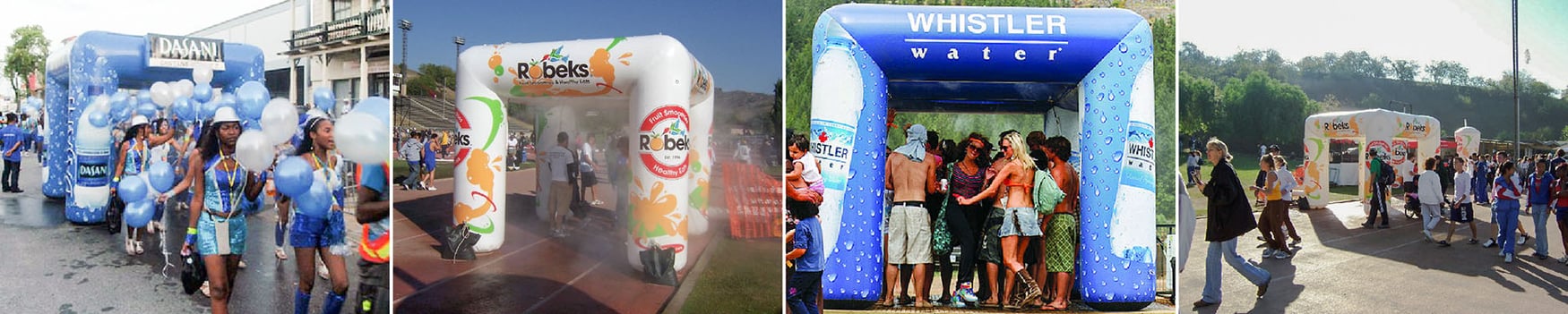 inflatable misting tent Dasani, Robeks, Whistler collage 