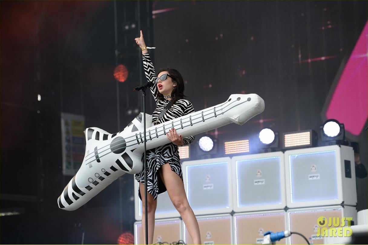 charli xcx inflatable prop guitar radio big weekend ella eyre