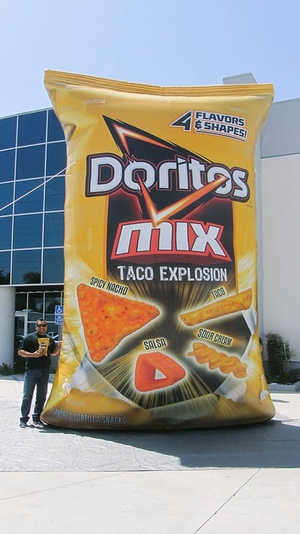 20 foot Inflatable Replica of a Doritos Mix chip bag with complete custom printing