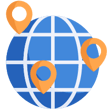 3d rendering icon with a model of the  earth being pin-pointed by map guides