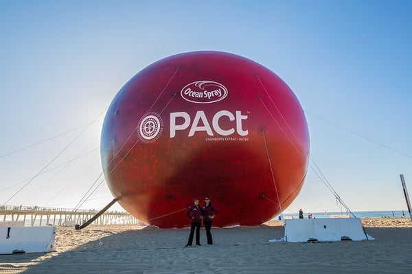 Inflatable 65 foot OceanSpray replica of a cranberry for their new PACT drink
