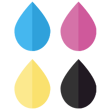 custom printed colors- cmyk droplets icon