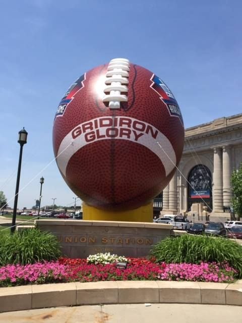 American football inflatable at Kansas City Station