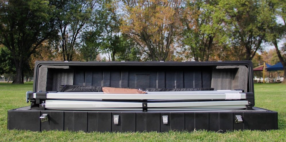 Rhino Roller Hard Case with a canopy tent in it