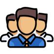 Helpful Support Assistance- customer support icon with three human figures 