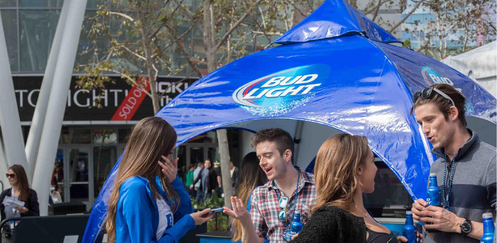 Bud Light Arch Frame Tent seen from different angles at the promotional design group facility