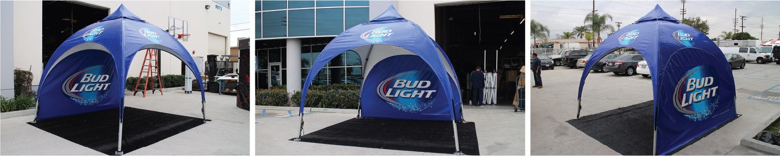 Bud Light Arch Frame Tent with Custom Printing and Custom Full Wall