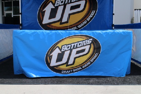 Bottoms up custom printed table cover 