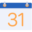 Rush Orders and Fast Turnaround Icon with a small calendar  symbolizing dates for deadlines