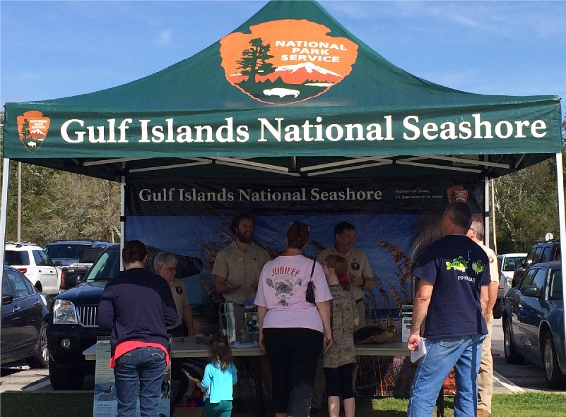 Gulf Islands National Seashore silver canopy package with printed canopy tent top and full back wall