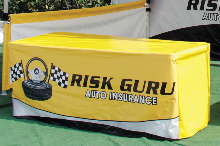 rish guru auto insurance printed table throw with color matching