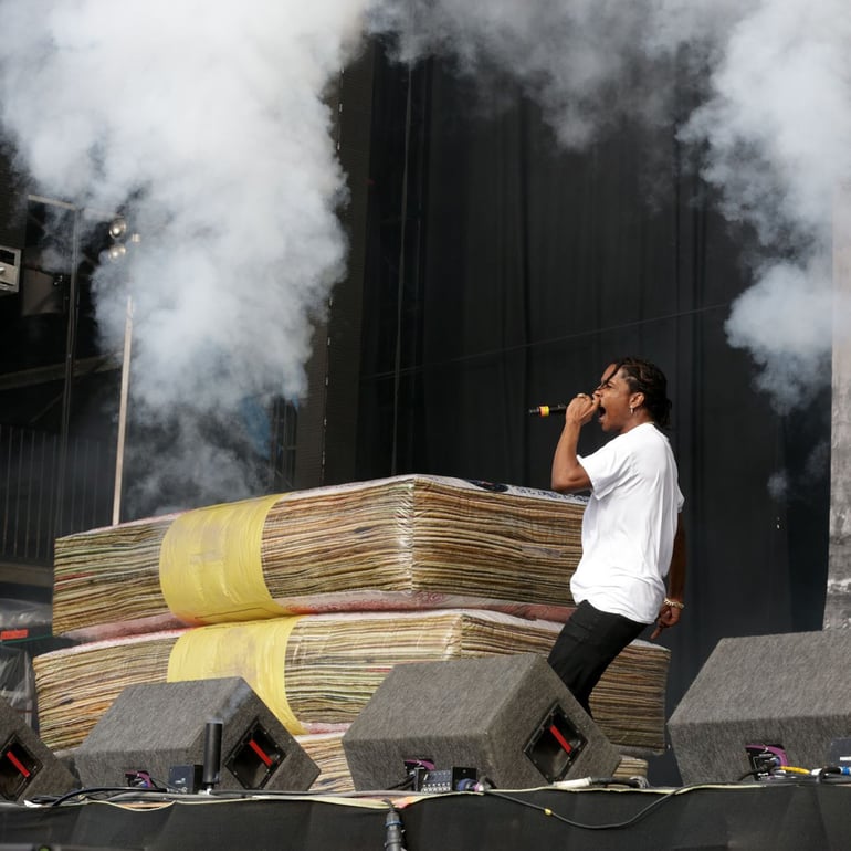 money stacks inflatable stage prop A$AP Rocky