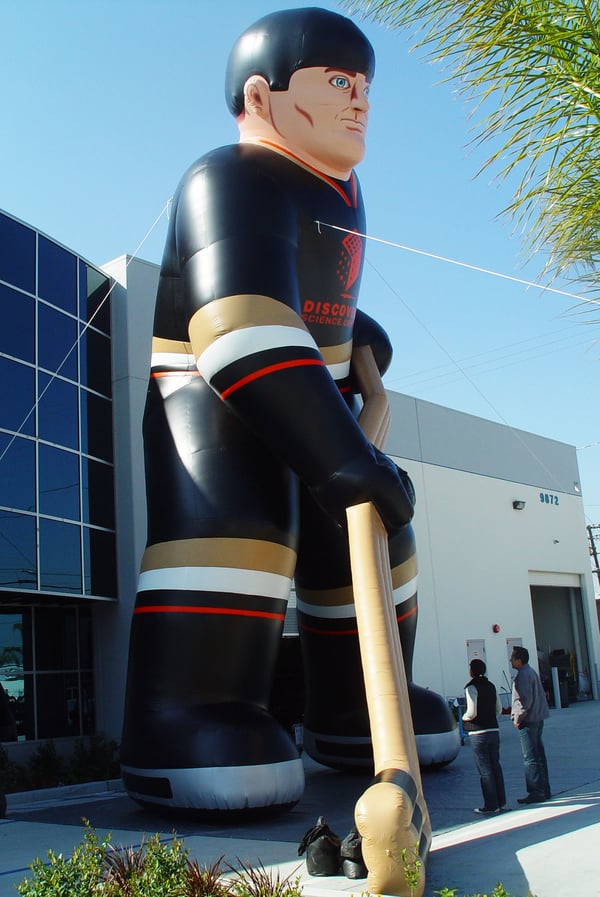 large inflatable hockey player