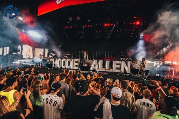 custom inflatable letters for Hoodie Allen with crowd