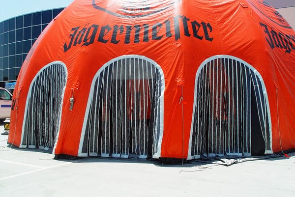 custom printed inflatable dome tent with custom entry