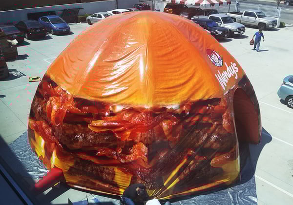 burger printed inflatable dome Wendys