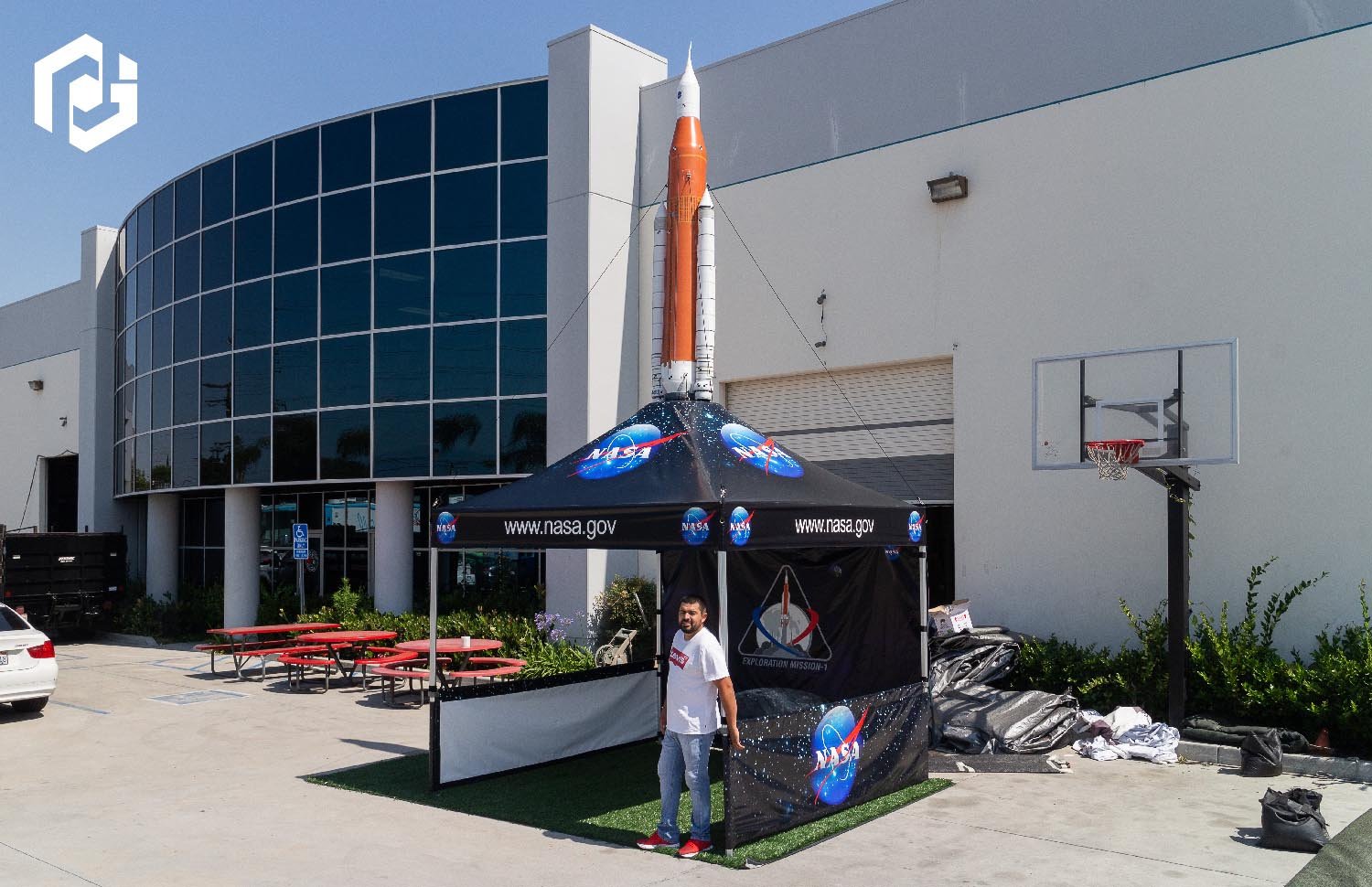 inflatable-rocket-on-top-of-nasa-pop-up-tent