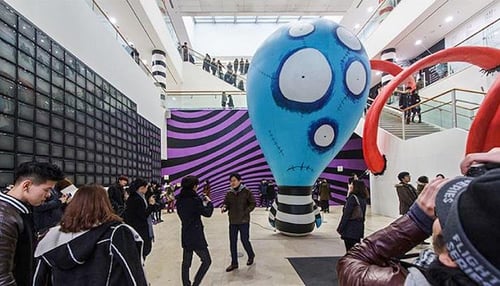 Inflatable Props - Inflatable Tim Burton prop at a museum exhibition.