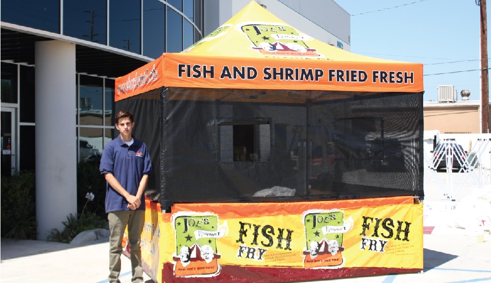 10x10 Food Booth Package printed with a Joe's Fish Fry