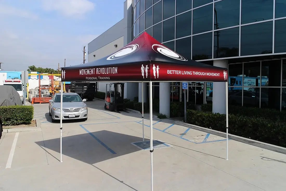  Branded pop up canopy with Movement Revolution printing for outdoor personal training events